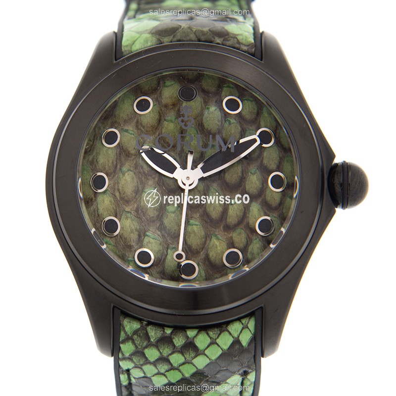 Corum Bubble Automatic - Green Dial - Rubber Green Strap - Buckle Clasp - Stainless Steel Case