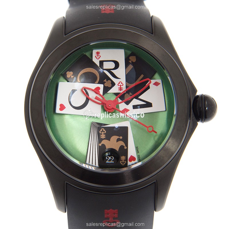 Corum Bubble Replica - Automatic - Steel Case - Green Dial - Black Rubber Strap - Buckle Clasp - Luxury Replica BUBBLE Watch