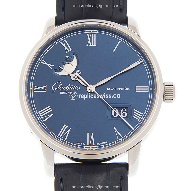 Glashutte Senator Replica - Automatic - Steel - Blue Dial - Luxury Replica SENATOR MANUAL WINDING SKELETONIZED Watch