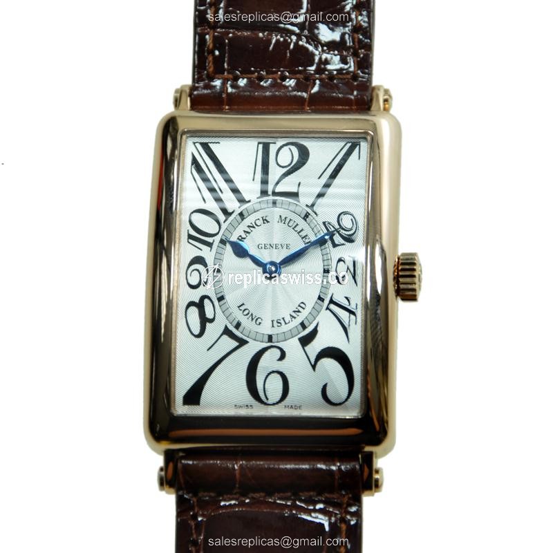 Franck Muller 1000 SC LONG ISLAND - Auto 18kt Rose Gold - Silver Dial, Brown Alligator Buckle