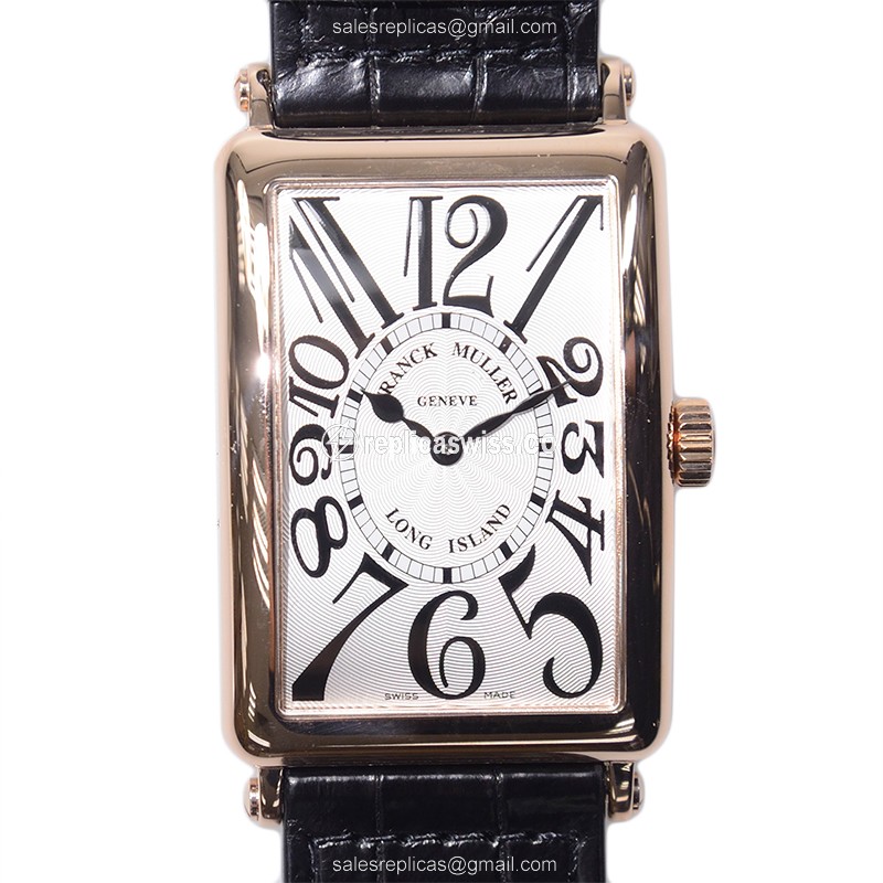 Franck Muller 1002 QZ Replica - Quartz - 18kt Rose Gold - Silver Dial - Leather Strap