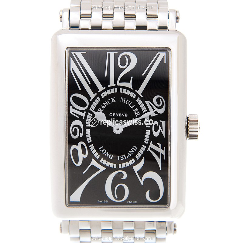 Franck Muller 1002 QZ Replica - Quartz - Black Dial - Silver Steel Strap