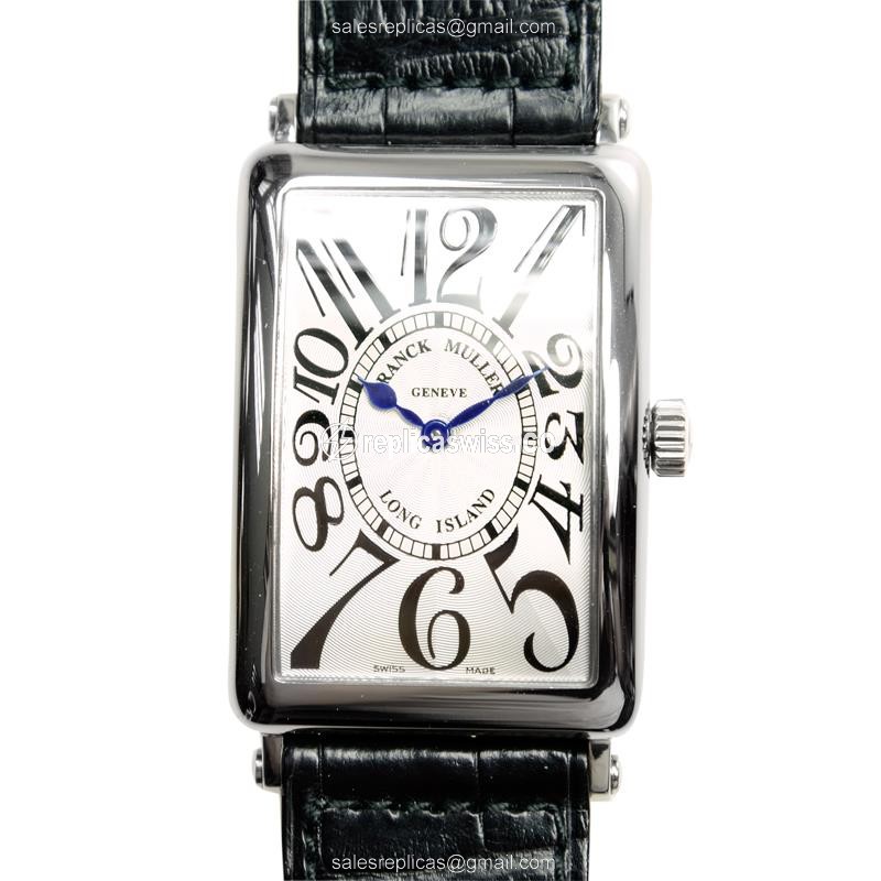 Franck Muller 1002 QZ Replica - Quartz - Stainless Steel Case - Silver Dial, Leather Strap