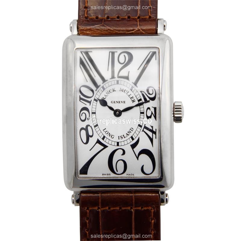 Franck Muller 1002 QZ Replica - Quartz - 18kt White Gold - Silver Dial - Buckle Clasp - Alligator Strap