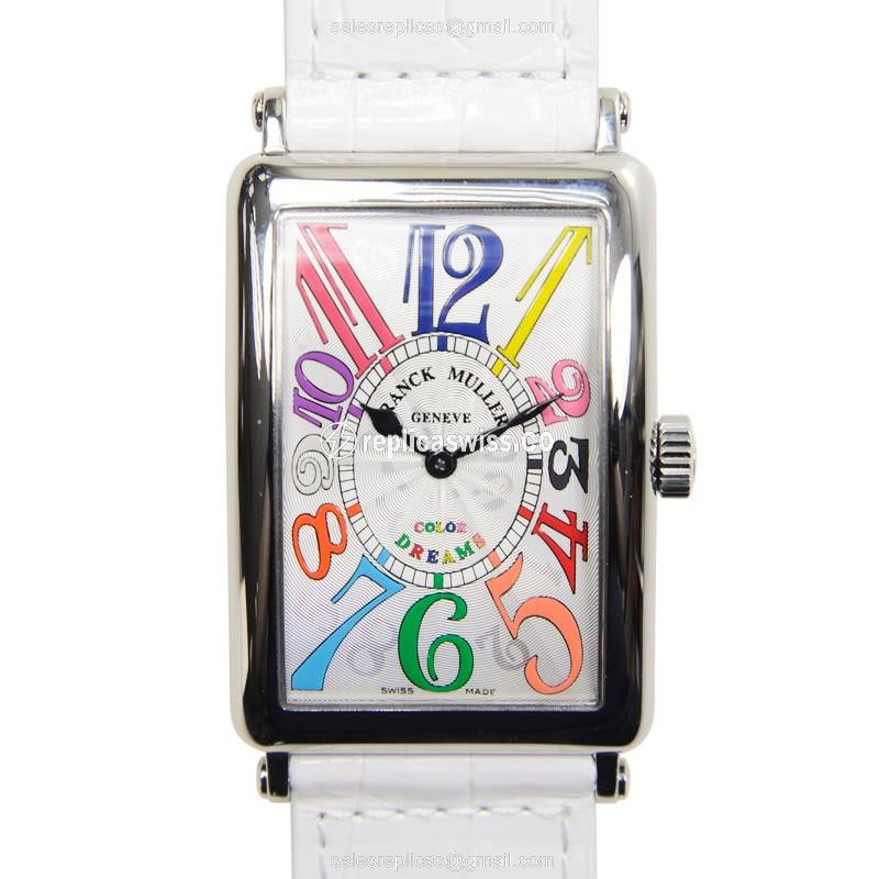 Franck Muller 1002 QZ COL DRM AC LONG ISLAND - Quartz - Silver Dial, Buckle Clasp, Black Alligator Strap