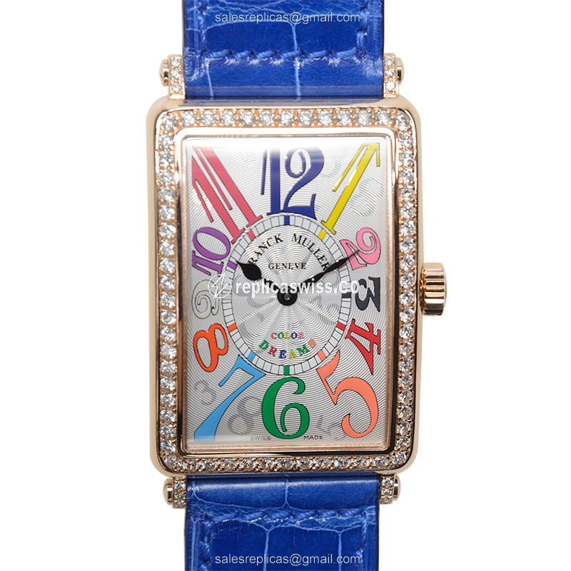 Franck Muller 1002 QZ COL DRM D 1R (5N) LONG ISLAND Quartz 18kt Rose Gold & Diamonds