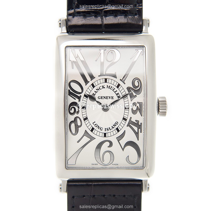 Franck Muller 1002 QZ REL LONG ISLAND - Quartz - Silver Dial - Steel Case - Black Alligator Strap