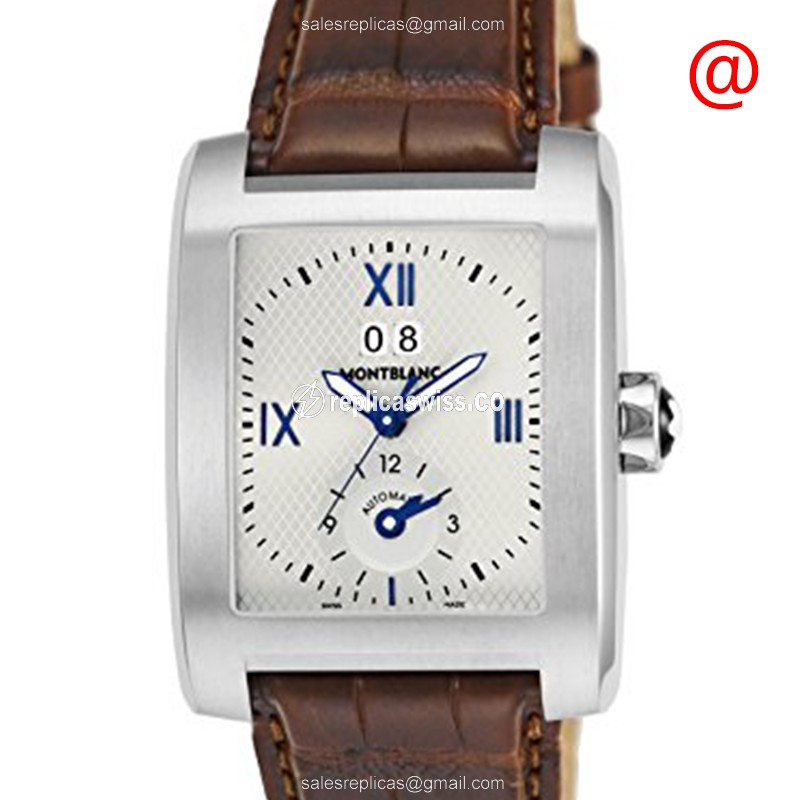 Mont Blanc PROFILE Replica - Automatic - Steel - Silver Dial - Brown Leather Strap
