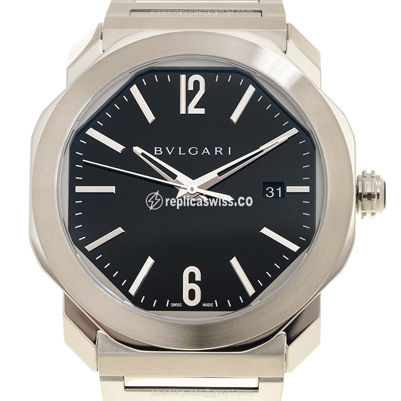 Bulgari Octo Roma Replica - Automatic - Steel - Black Dial - Silver Steel Strap