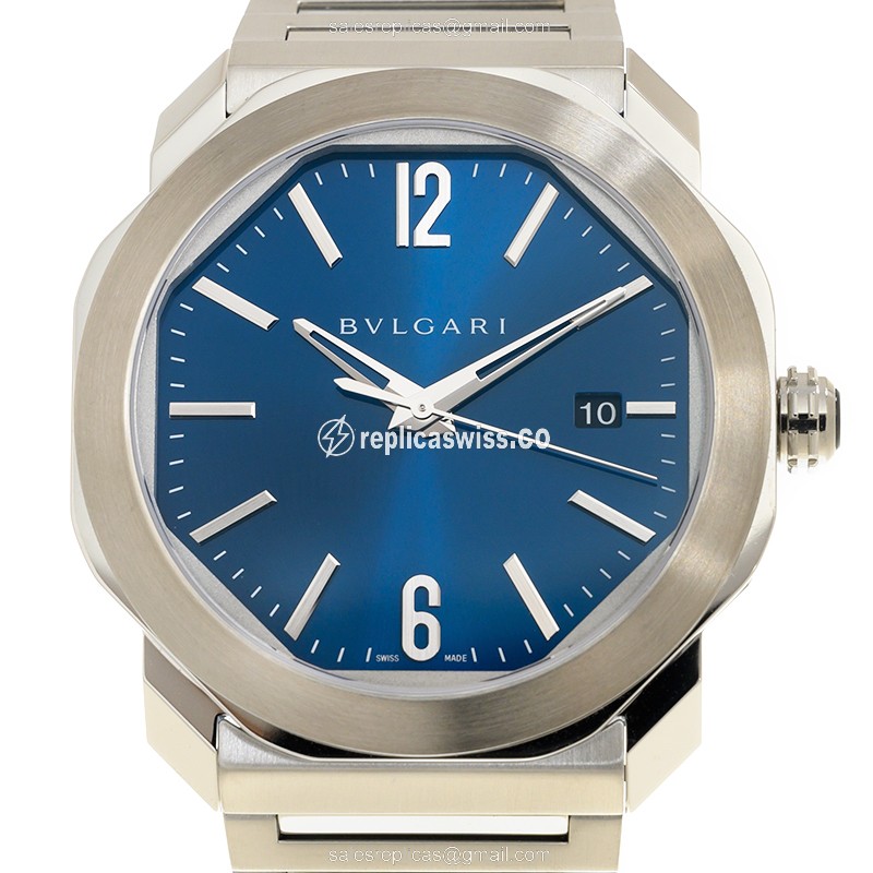 Bulgari 102856 OCTO ROMA Replica - Automatic - Blue Dial - Steel Case & Band