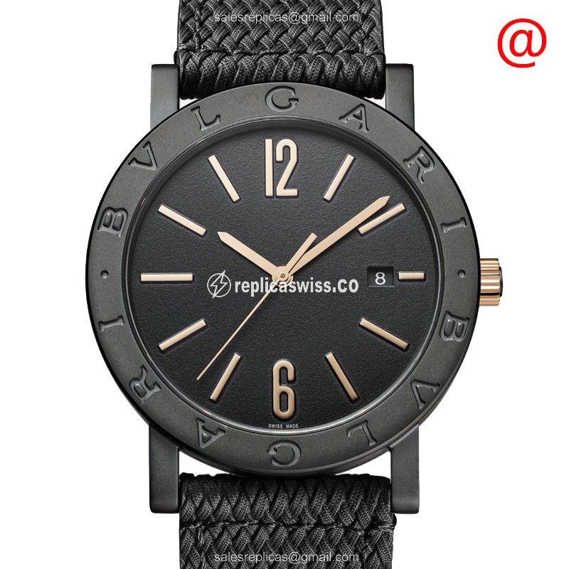 Bulgari 102929 Replica - Automatic - Black Steel Case - Rubber Black Strap