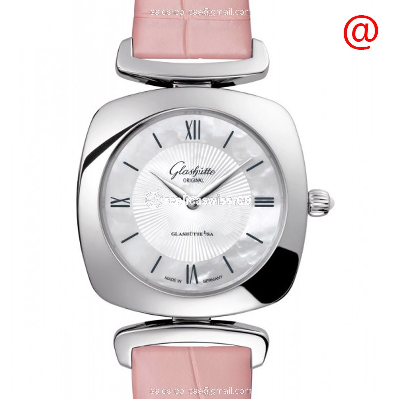Glashutte Retro Collection Quartz - White Dial - Stainless Steel Case - Pink Alligator Strap - Buckle Clasp - Luxury Replica RETRO COLLECTION Watch
