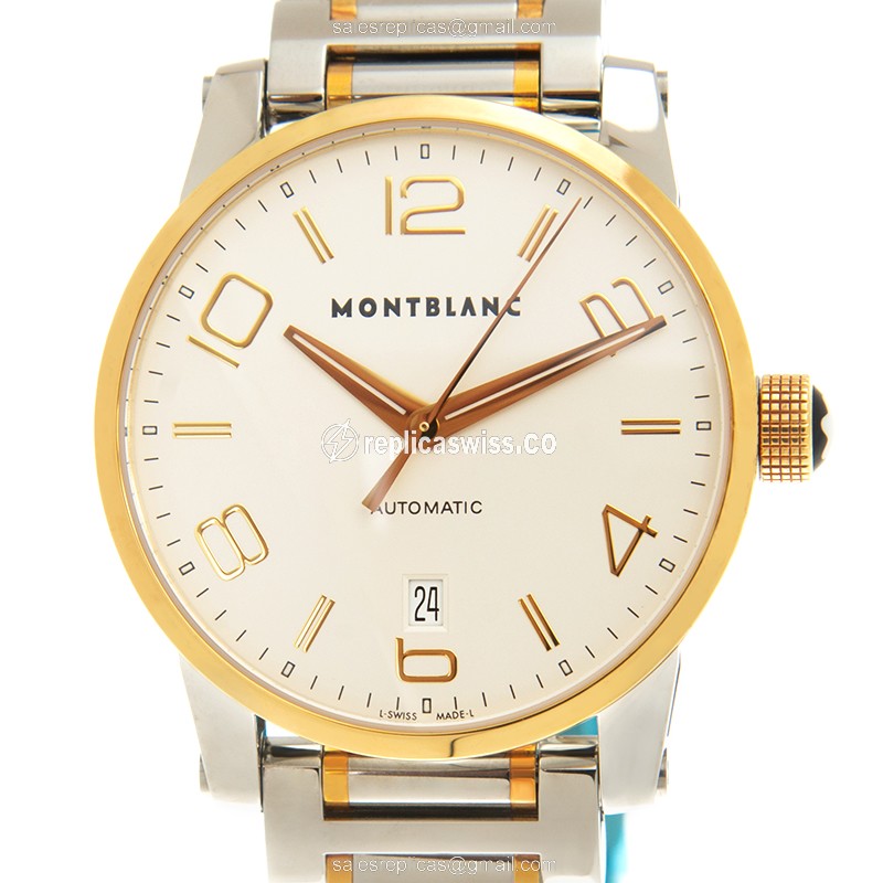 Mont Blanc Timewalker Replica - Automatic - Steel Case - White Dial - Silver Steel Band - Luxury Replica TIMEWALKER Watch