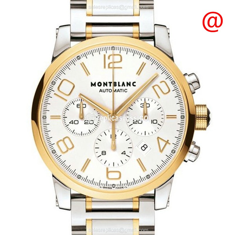 Mont Blanc TIMEWALKER Replica - Automatic 18kt Gold/Steel - White Dial, Gold Strap