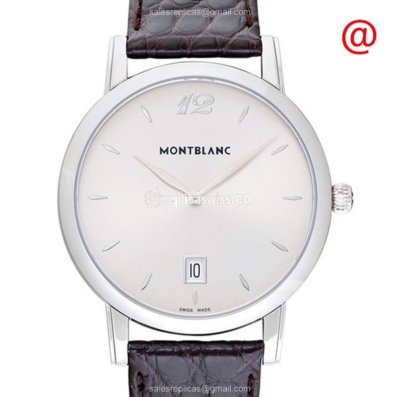 Mont Blanc 108770 STAR CLASSIQUE Quartz Steel - White Dial Leather Brown Buckle