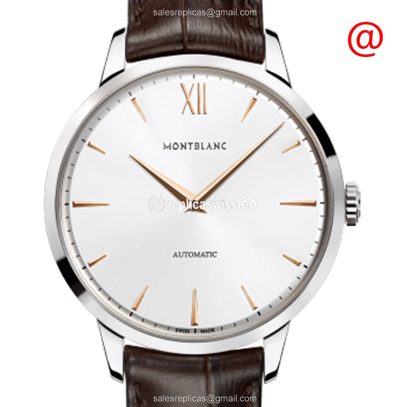 Mont Blanc Meisterstuck Heritage Replica - Automatic - Steel Case - Silver Dial - Brown Leather Strap