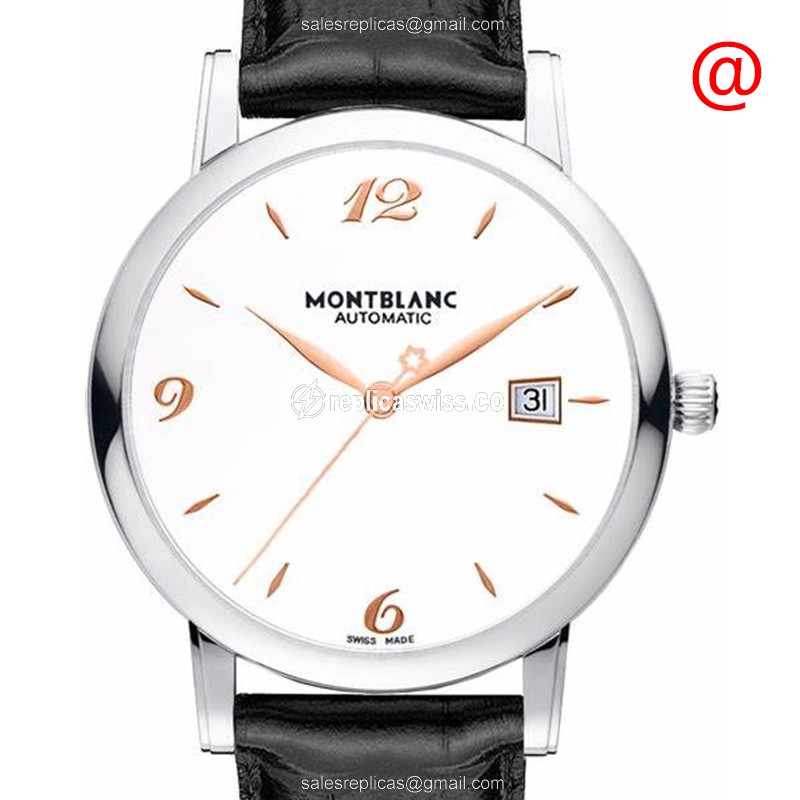Mont Blanc STAR CLASSIQUE Replica - Automatic - Steel - White Dial - Alligator White Buckle