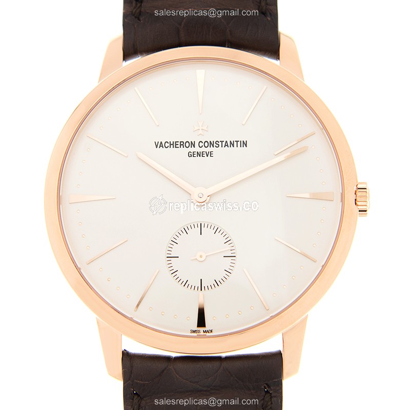 Vacheron Constantin 1110U/000R-B085 - Manual - 18kt Rose Gold - White Dial - Brown Alligator Buckle
