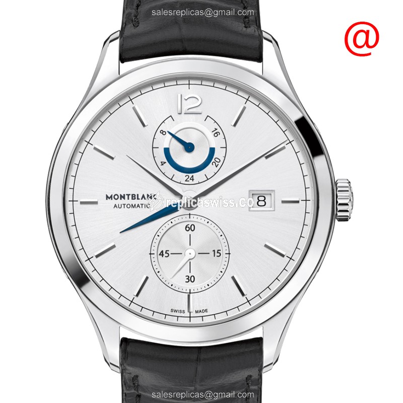 Mont Blanc Heritage Replica - Automatic - Silver Dial - Leather Strap - Black Buckle - Luxury Replica HERITAGE Watch