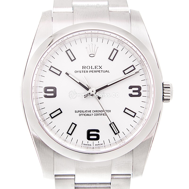 Rolex Oyster Perpetual Auto - Stainless - White Dial - Silver Steel Clasp - Luxury Replica OYSTER PERPETUAL Watch