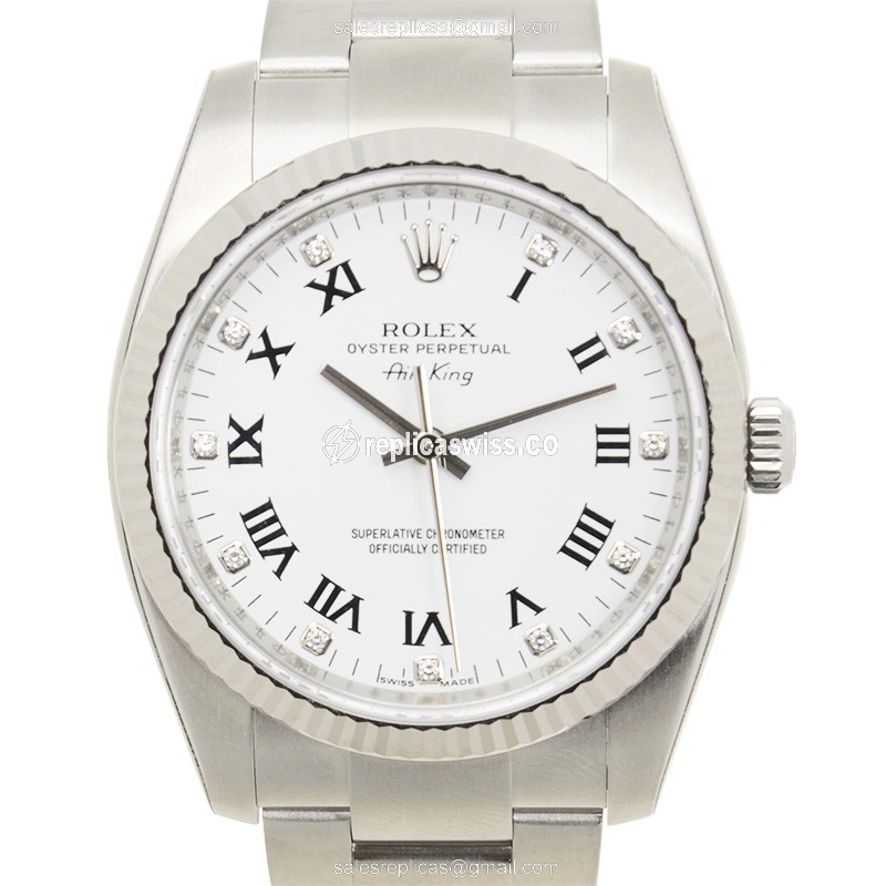 Rolex OYSTER PERPETUAL Replica - Automatic - White Gold & Steel - White Dial