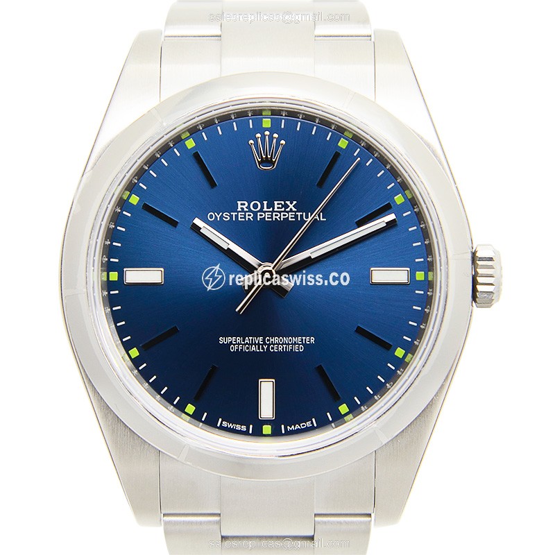 Rolex 114300BL_O Replica - Automatic - Steel Case - Blue Dial - Silver Strap - Luxury Replica OYSTER PERPETUAL Watch