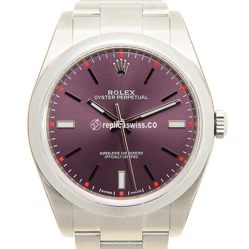 Rolex 114300PUR_O Replica - Automatic - Steel Case - Purple Dial - Silver Strap