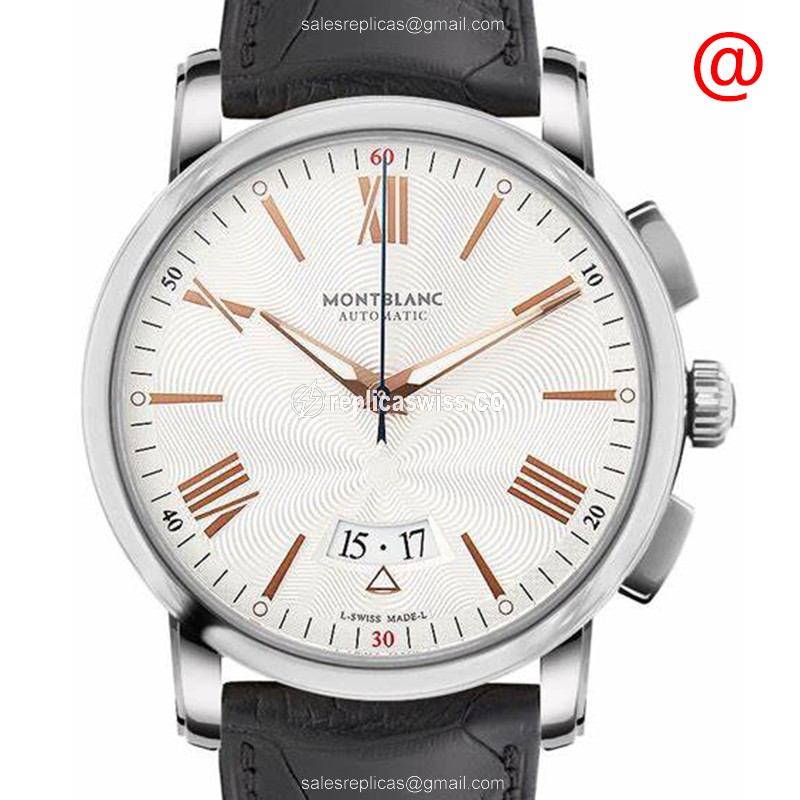 Mont Blanc 4810 Replica - Automatic - Steel Case - White Dial - Black Alligator Strap