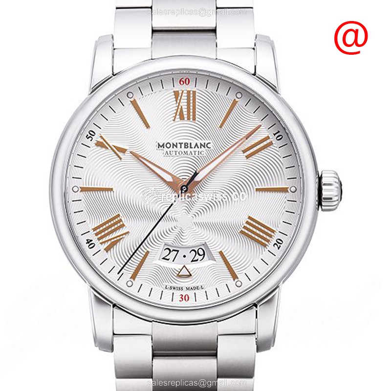 Mont Blanc 114852 Replica - Automatic - Steel Case - Silver Dial - Steel Strap