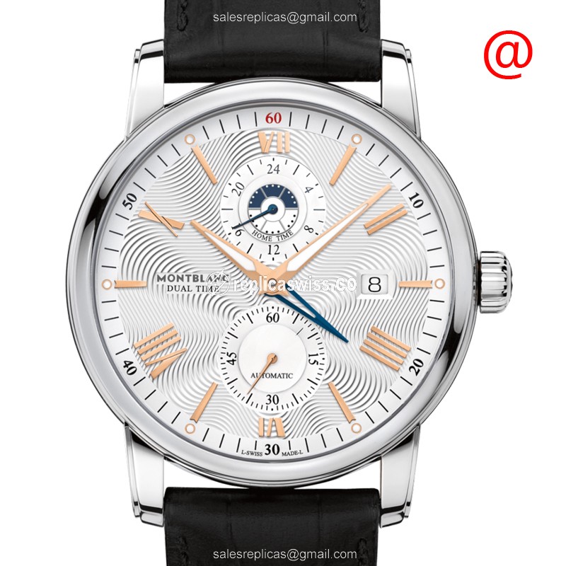 Mont Blanc 4810 Replica - Automatic - Silver Dial - Steel Case - Black Leather Strap