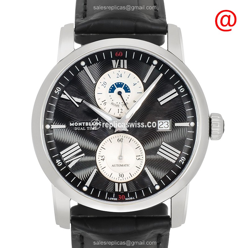 Mont Blanc 114858 4810 Automatic - Black Dial - Steel Case - Leather Strap - Buckle Clasp