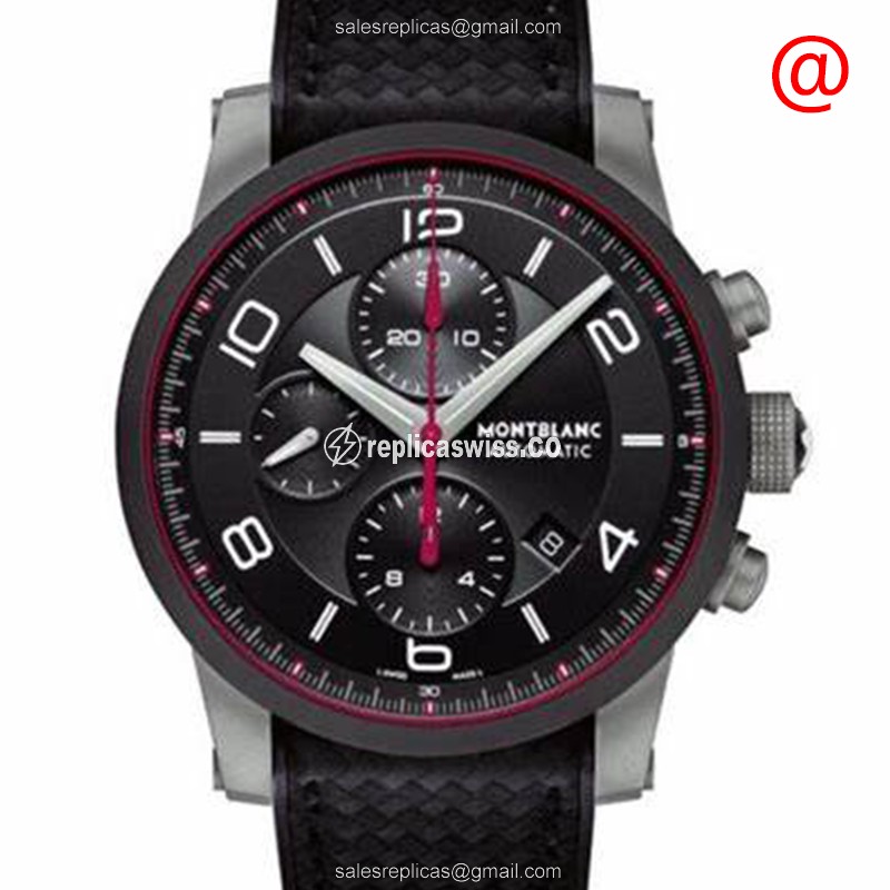 Mont Blanc TIMEWALKER Replica - Automatic - Black Steel Case - Leather Black Strap - Luxury Replica TIMEWALKER Watch