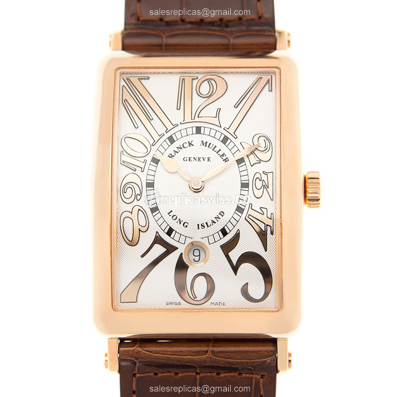 Franck Muller 1150 SC DT REL 5N LONG ISLAND Replica - Automatic - 18kt Rose Gold - White Dial, Brown Leather Strap