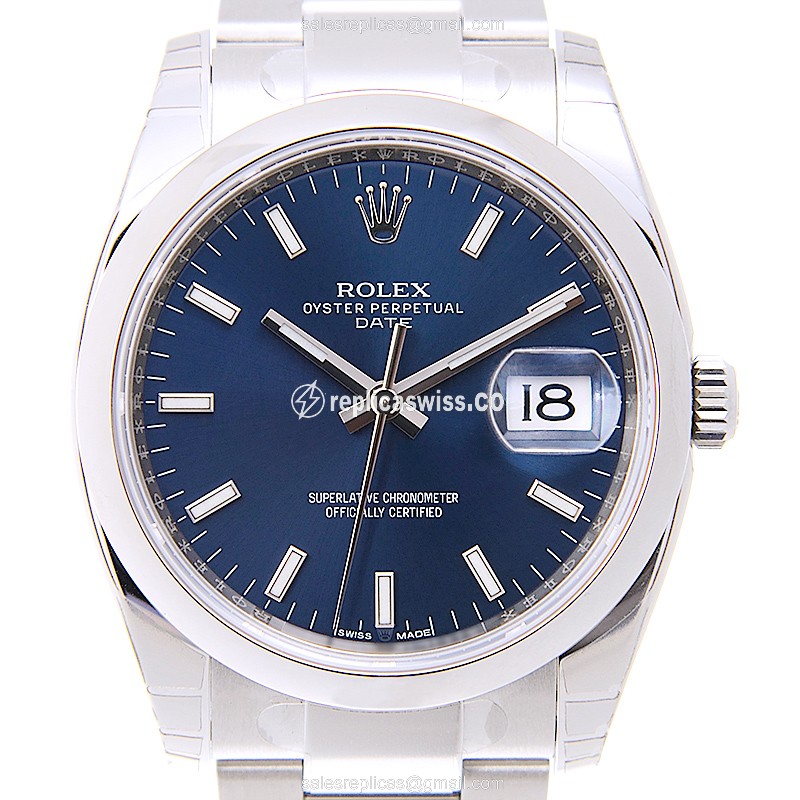 Rolex DATEJUST Replica - Automatic - Steel Case - Blue Dial, Silver Clasp & Steel Strap