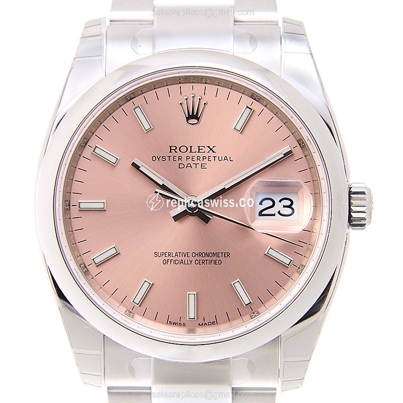 Rolex DATEJUST Replica - Automatic - Steel Case - Pink Dial, Silver Clasp & Steel Strap