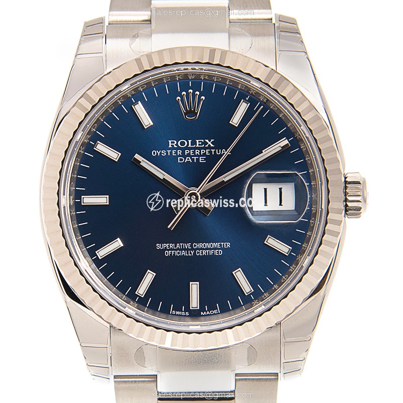 Rolex DATEJUST Replica - Automatic - Steel Case, Blue Dial on Silver Strap