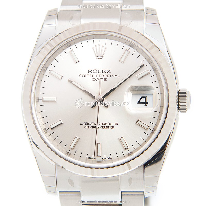 Rolex Datejust Replica - Automatic - 18kt White Gold - Steel Case, Silver Dial