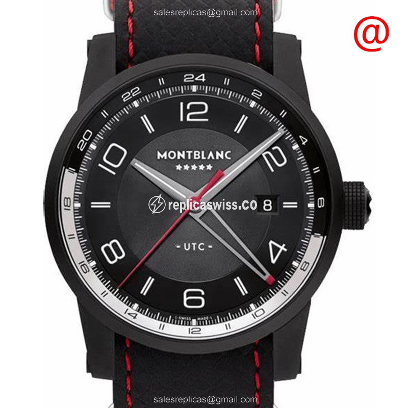 Mont Blanc 115360 Timewalker Replica Watch - Steel - Black Leather