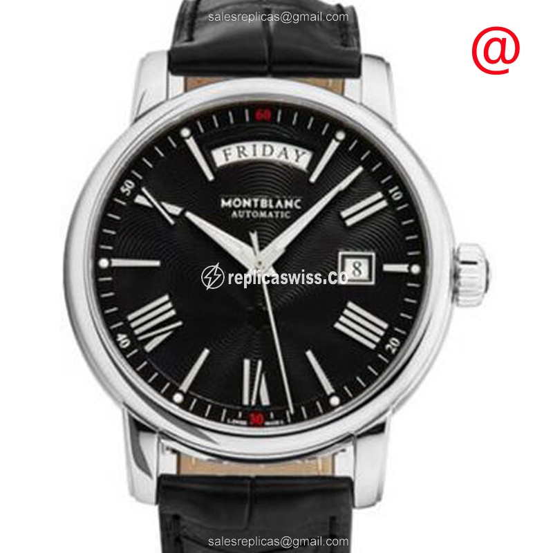 Mont Blanc 4810 Replica - Automatic - Steel Case - Black Dial - Leather Strap