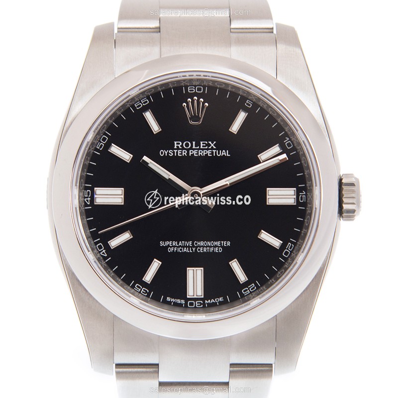 Rolex Datejust Replica | Automatic | Stainless Steel | Black Dial on Silver Strap