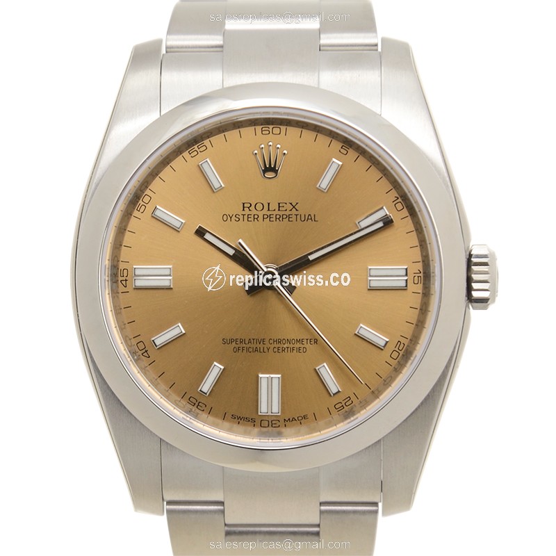Rolex OYSTER PERPETUAL Replica - Automatic - Brown Dial on Steel Strap - Luxury Replica OYSTER PERPETUAL Watch
