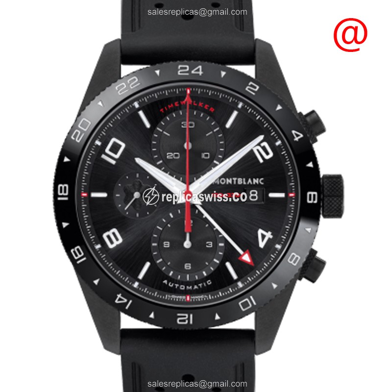 Mont Blanc TIMEWALKER Replica - Automatic - Steel Case - Black Dial - Rubber Strap