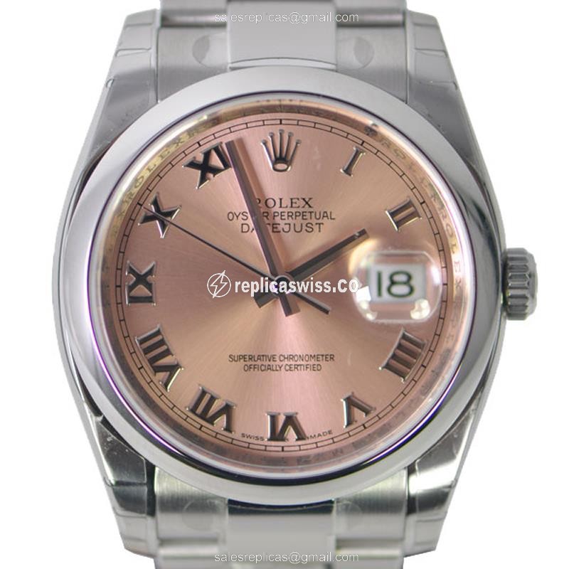 Rolex Datejust Replica - Automatic - Pink Dial on Silver Steel Strap