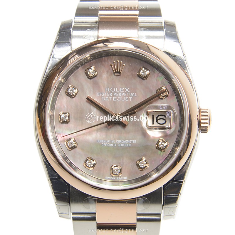 Rolex Datejust Replica - 18kt Rose Gold | Steel - Black Dial, Automatic