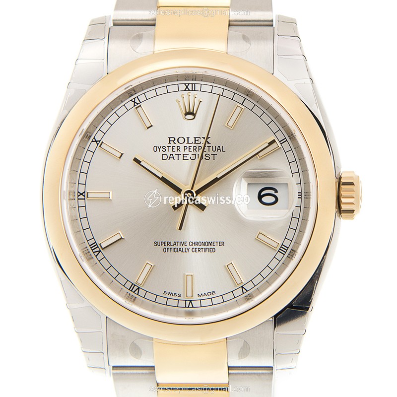 Rolex Datejust Replica - Automatic - Silver Dial on 18kt Steel Strap