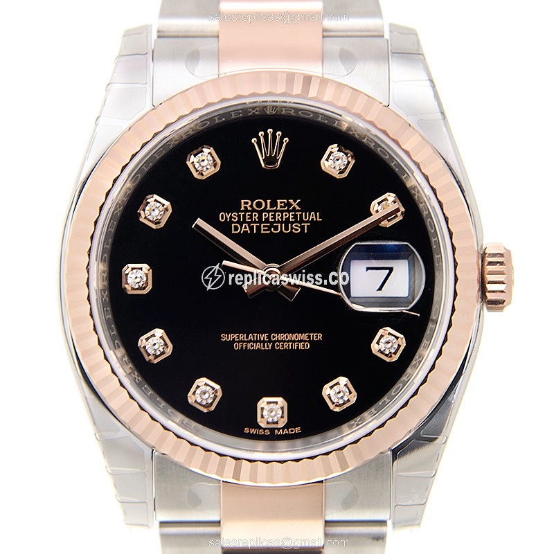 Rolex Datejust Replica - Automatic - Rose Gold - Black Dial