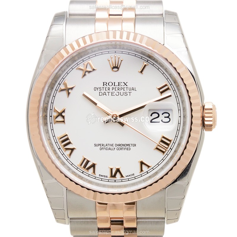 Rolex DATEJUST Replica - Automatic - 18kt Rose Gold & Steel - White Dial - Gold Clasp - Luxury Replica DATEJUST Watch