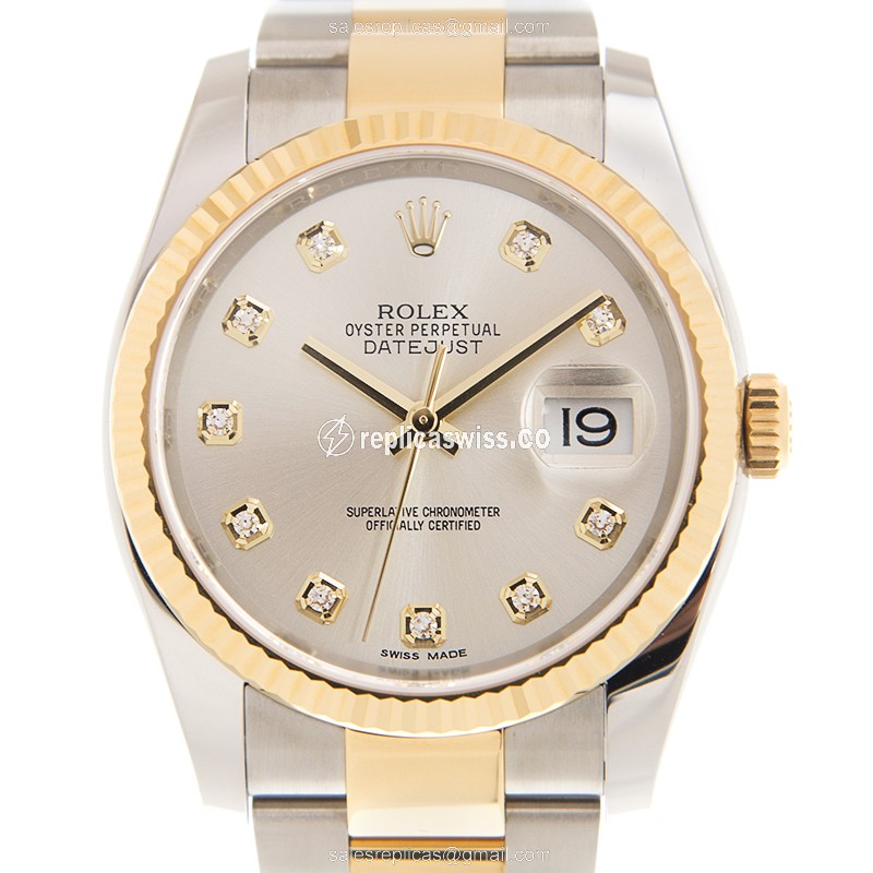 Rolex Datejust Replica - Automatic - 18kt Gold & Steel - Silver Dial - Gold Strap - Luxury Replica DATEJUST Watch