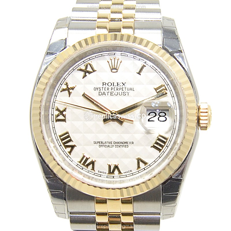 Rolex Datejust Replica - Automatic - White Dial - 18kt Gold & Steel Case - Silver Strap