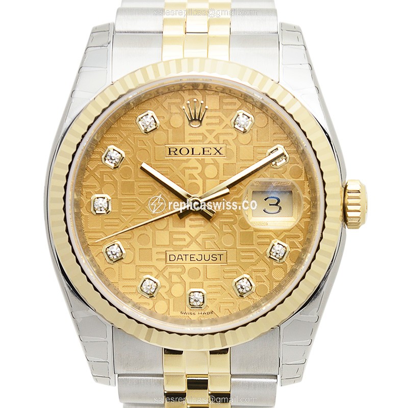 Rolex Datejust Replica - Gold-Steel Case - Automatic - Gold Dial, Gold Clasp & Strap - Luxury Replica DATEJUST Watch